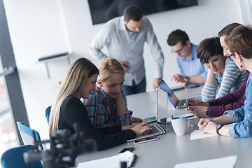 Image showing Group of young people meeting in startup office