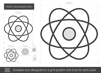 Image showing Atom structure line icon.