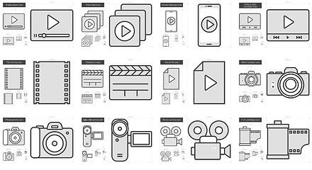 Image showing Media line icon set.