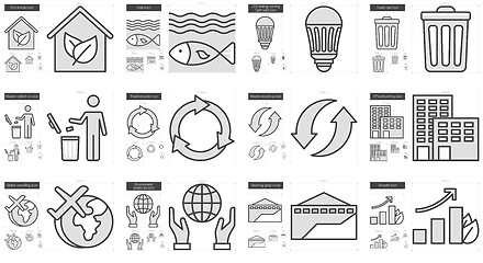 Image showing Ecology line icon set.