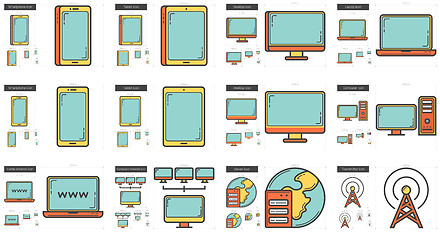 Image showing Gadgets line icon set.