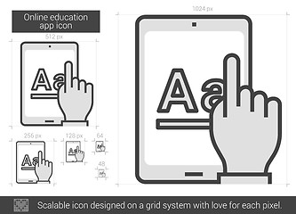 Image showing Online education app line icon.