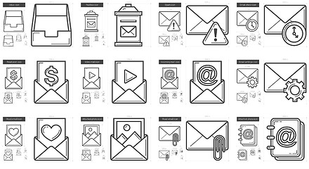 Image showing Email line icon set.