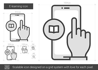 Image showing E-learning line icon.