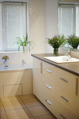 Image showing Bathroom interior with flowers