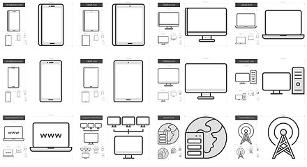 Image showing Gadgets line icon set.