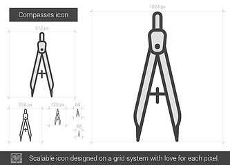 Image showing Compasses line icon.