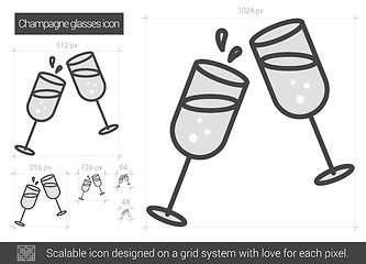 Image showing Champagne glasses line icon.