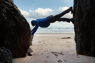 Image showing Climbing on rocks