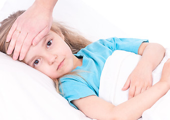 Image showing Sick little girl in bed