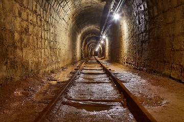 Image showing Mine Shaft with Rail