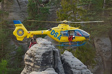 Image showing Rescue helicopter in the mountains
