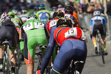 Image showing Group of cyclist during the street race