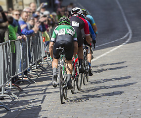 Image showing Group of cyclist during the street race