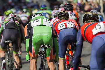 Image showing Group of cyclist during the street race