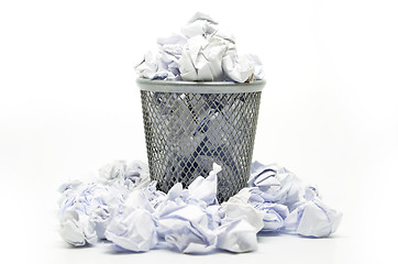 Image showing Garbage bin with paper waste