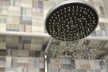 Image showing Shower head with dropping water