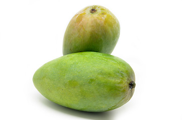 Image showing Green mangoes isolated on white background