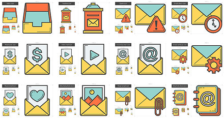 Image showing Email line icon set.