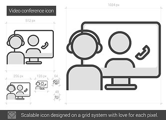 Image showing Video conference line icon.