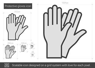 Image showing Protective gloves line icon.