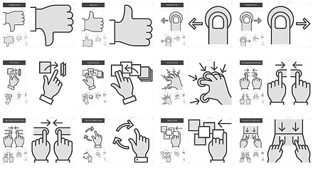 Image showing Touch gestures line icon set.