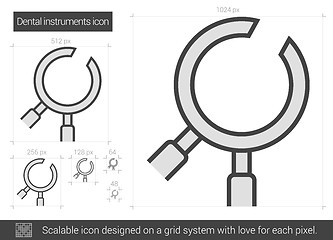 Image showing Dental instruments line icon.