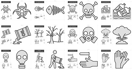 Image showing Ecology biohazard line icon set.