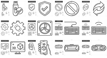 Image showing Gadgets line icon set.