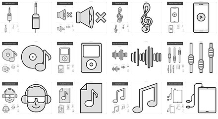 Image showing Music line icon set.