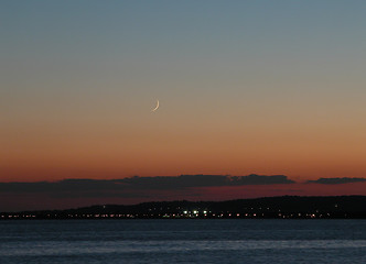 Image showing Sunset with Moon