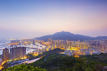 Image showing Hong Kong Tuen Mun skyline and South China sea