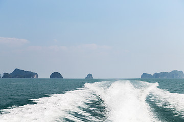 Image showing leaving boat trace on water