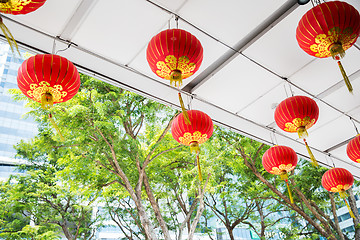 Image showing ceiling decorated with hanging chinese lanterns