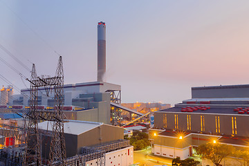 Image showing Hong Kong power station at sunset