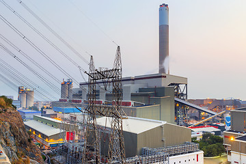 Image showing Hong Kong power station at sunset