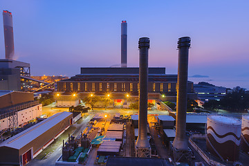 Image showing Hong Kong power station at sunset