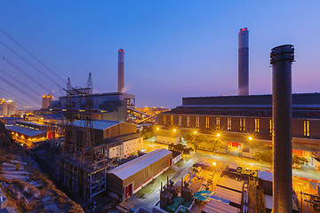 Image showing Hong Kong power station at sunset