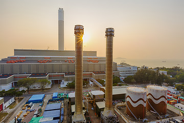 Image showing Hong Kong power station at sunset