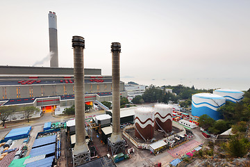 Image showing Hong Kong power station at sunset