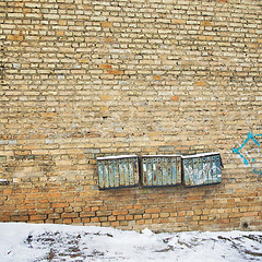 Image showing Rusty mailboxes on the wall