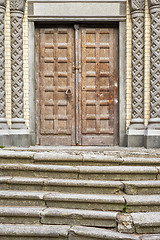 Image showing old stairs and door of the church