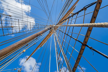 Image showing Mast of an ancient sailing vessel