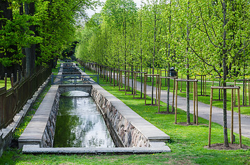 Image showing Picturesque water canal in spring time Kadriorg park, Tallinn, E
