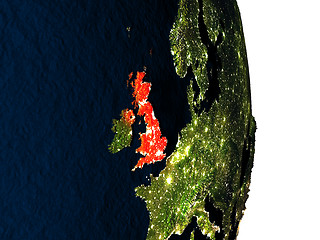 Image showing United Kingdom from space during dusk