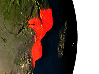 Image showing Mozambique from space during dusk