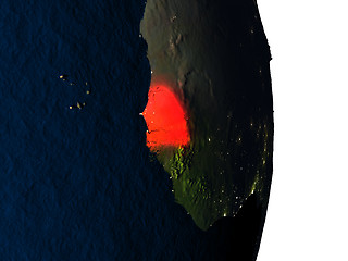 Image showing Senegal from space during dusk