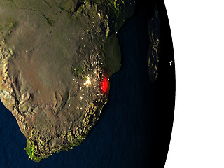 Image showing Swaziland from space during dusk