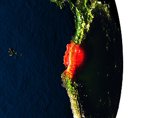 Image showing Ecuador from space during dusk