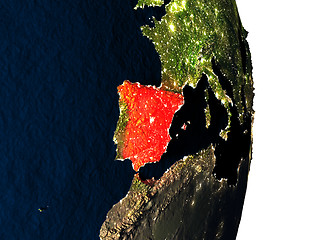 Image showing Spain from space during dusk